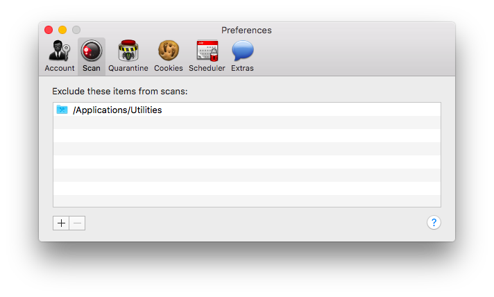 MacScan Preferences: Scan