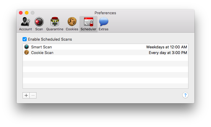 MacScan Preferences: Scheduler