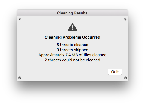 Cleaning Error Occured