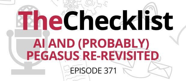 Checklist 371: AI and (Probably) Pegasus Re-Revisited Header image