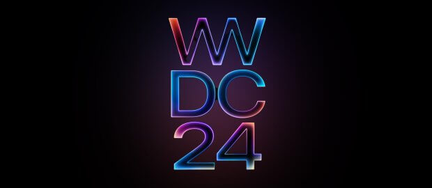 Apple WWDC 2024 Logo, colorful text in blue, purple, red