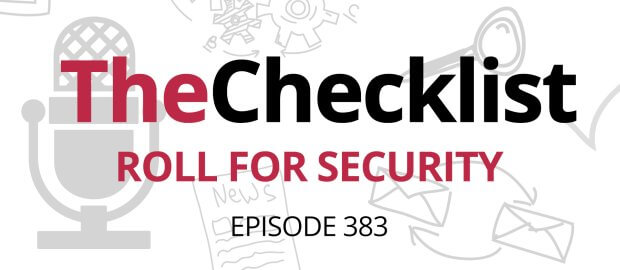Checklist 381 header image: Roll For Security, written in red text