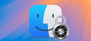 A lock icon stacked on top of the macOS finder icon