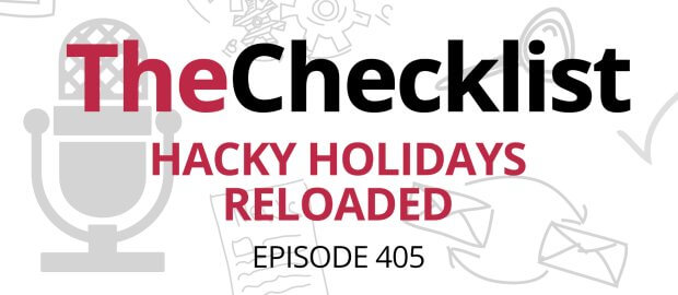 Hacky Holidays Reloaded written in red text n white