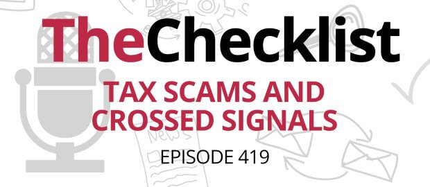 Tax Scams and Crossed Signals written in red