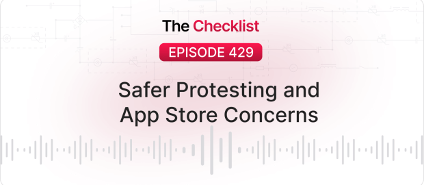 Protest Safety and App Store Safety written in black text over a light gray sound wave patter, near the bottom
