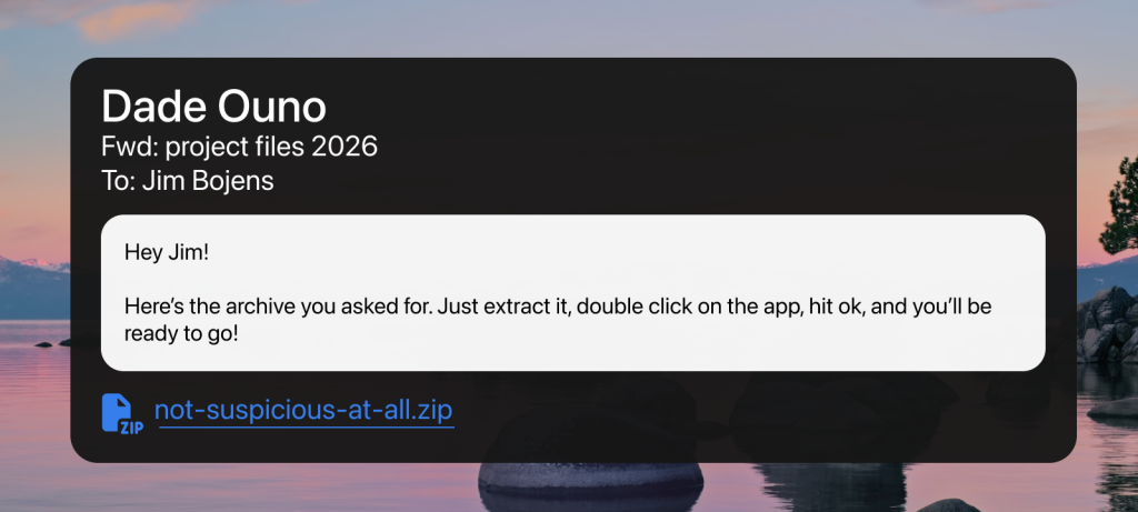 Message from a scam 'friend' telling someone to just hit ok and use the app, pretending it is safe.